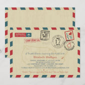 Invitation USA Traveller Airmail | Fête des mariées (Devant / Derrière)
