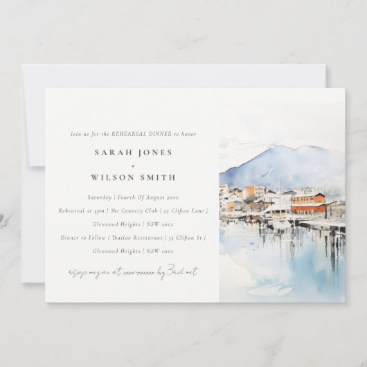 Invitation Ushuaia Argentina Landscape Rehearsal Dinner (Devant)
