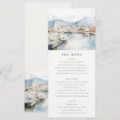 Invitation Ushuaia, Argentina Watercolor Scape Wedding Menu (Devant / Derrière)