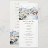 Invitation Ushuaia, Argentina Watercolor Scape Wedding Menu (Devant / Derrière)