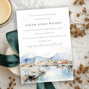 Invitation Ushuaia, Argentine Paysage aquarelle Anniversaire