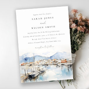Invitation Ushuaia, Argentine Paysage aquarelle Mariage