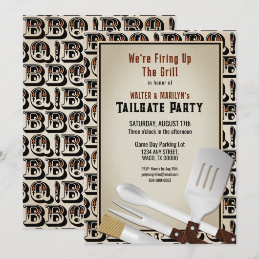 Invitation Ustensiles de Barbecue Modernes (Devant / Derrière)