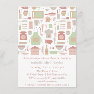 Invitation Ustensiles de cuisine tendance pour enterrement de