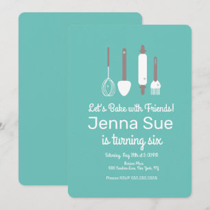 Invitation Ustensiles de fête d'anniversaire de pâtisserie mi