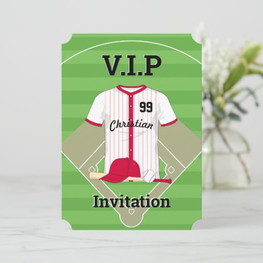 Invitation V.I.P Baseball Anniversaire (Debout devant)
