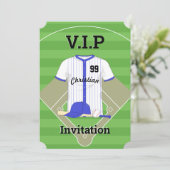 Invitation V.I.P Baseball Anniversaire bleu (Debout devant)