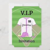 Invitation V.I.P Baseball Anniversaire rose (Devant)