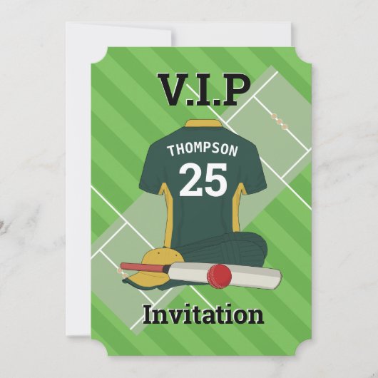 Invitation V.I.P Cricket (DGR) fête d'anniversaire (Devant)