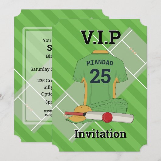 Invitation V.I.P. Cricket (LGY) Anniversaire (Devant / Derrière)