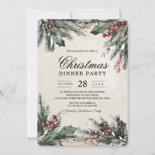 Invitation Vacances À feuillage persistant hiver (Devant)