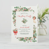 Invitation Vacances Aquarelle Verdure Fête de Noël Holly (Debout devant)