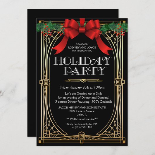 Invitation vacances Art Déco (Devant / Derrière)