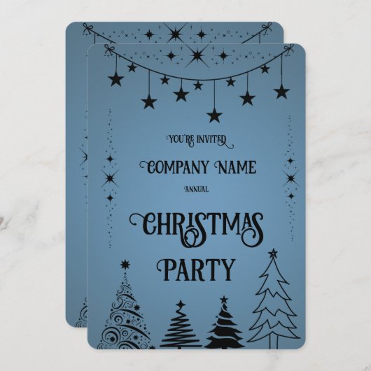 Invitation Vacances Bleu et Noir (Devant / Derrière)