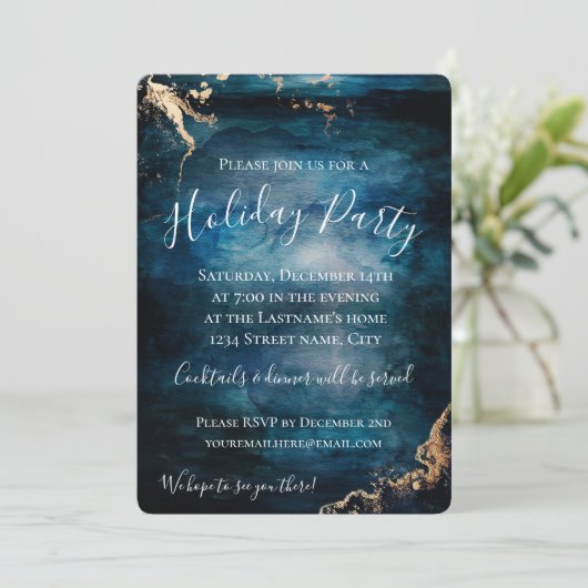 Invitation Vacances Blue & Gold (Debout devant)