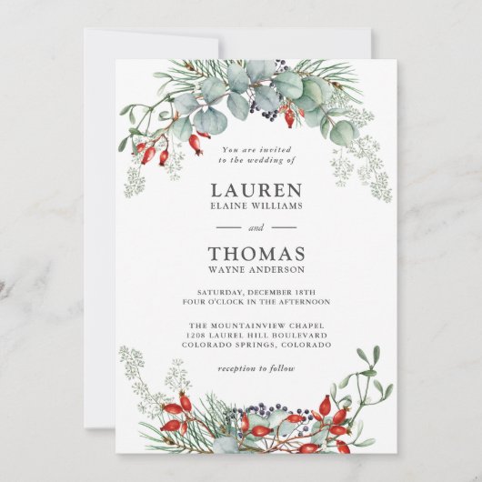 Invitation Vacances Botanique et Mariage de baies (Devant)