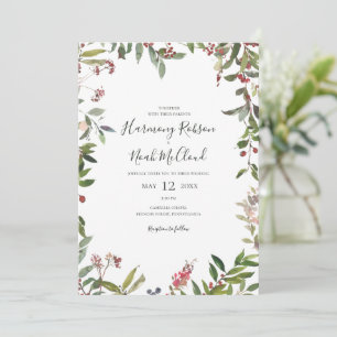 Invitation Vacances Chic Botanique   Blanc Tout en un Mariage