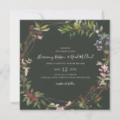Invitation Vacances Chic Botanique | Mariage Carré vert foncé (Devant)