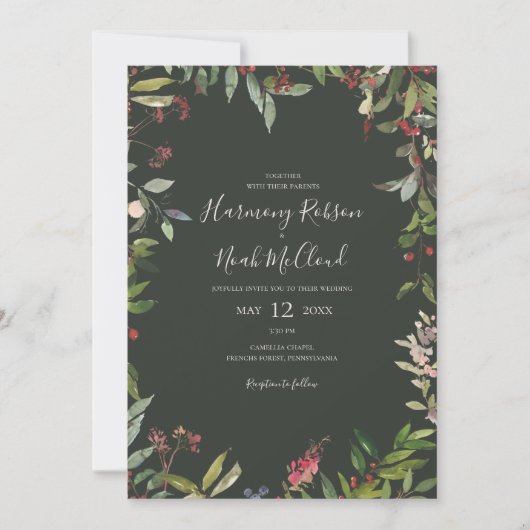 Invitation Vacances Chic Botanique | Mariage Décontracté vert (Devant)
