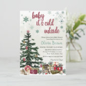 Invitation Vacances d’hiver bébé Il fait froid à l’extérieur (Debout devant)