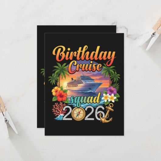 Invitation Vacances d'anniversaire en croisière (Devant/Arrière en situation)