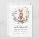 Invitation Vacances de Brunch de Pâques Bunny de printemps (Devant)