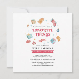 Invitation Vacances de Noël à l'aquarelle Choses préférées