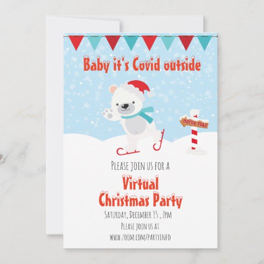 Invitation Vacances de Noël Bébé Virtuel c'est Covid à l'exté (Devant)