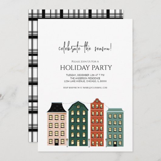 Invitation Vacances de Noël modernes (Devant / Derrière)