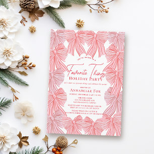 Invitation Vacances de Noël Red & Pink Bows