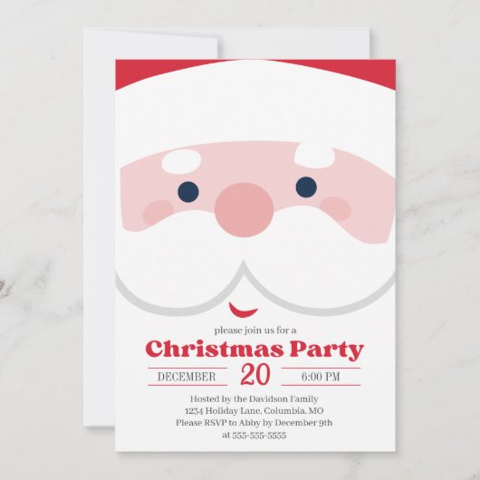 Invitation Vacances de Noël tout simplement mignonnes Père No (Devant)