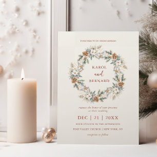 Invitation Vacances de Noël Wreath d'hiver Mariage