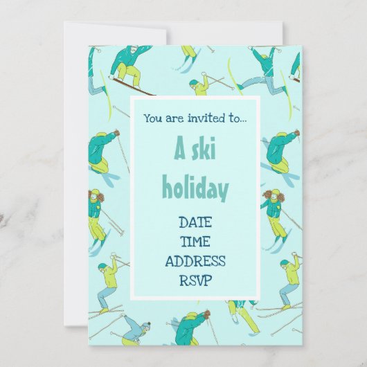 Invitation Vacances de ski fête de ski moderne neige (Devant)