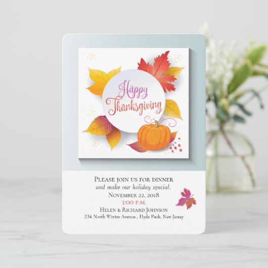 Invitation Vacances de Thanksgiving Feuilles de Maple d'autom (Debout devant)