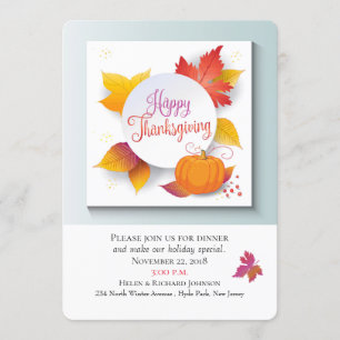 Invitation Vacances de Thanksgiving Feuilles de Maple d'autom