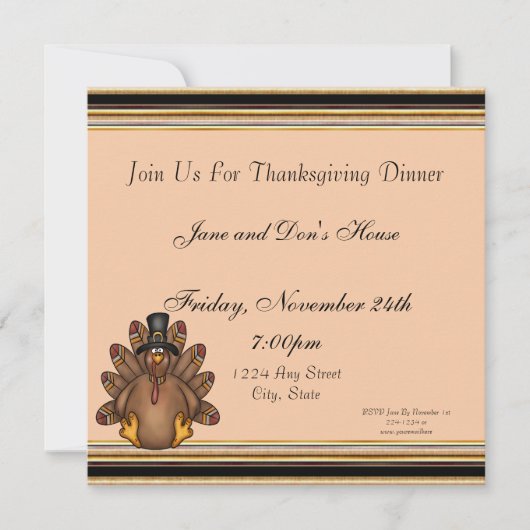 Invitation Vacances de Tom Turquie de thanksgiving (Devant)