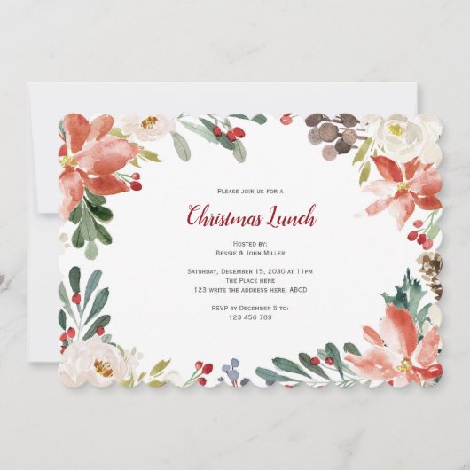Invitation Vacances, Déjeuner de Noël ou Dîner (Devant)