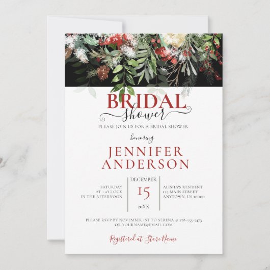 Invitation Vacances d'hiver Aquarelle Floral Disposition Douc (Devant)