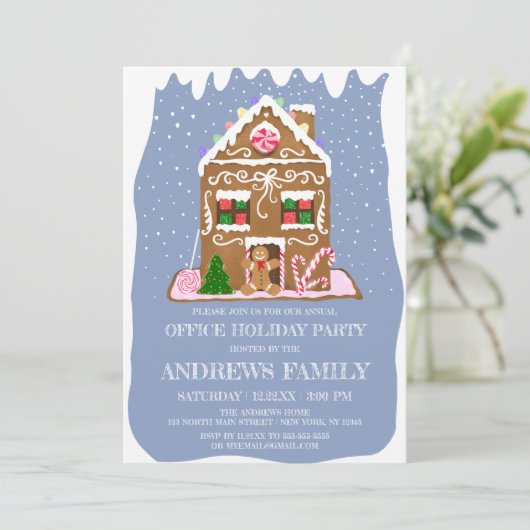 Invitation Vacances d'hiver Gingbread Maison de bonbons (Debout devant)