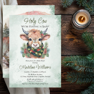 Invitation Vacances d'hiver Highland Holy Cow Baby shower