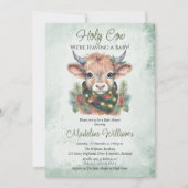 Invitation Vacances d'hiver Highland Holy Cow Baby shower (Devant)