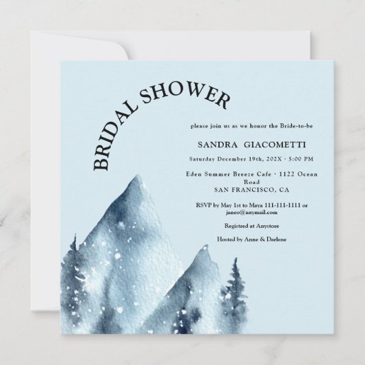 Invitation Vacances d'hiver Montagnes Douche nuptiale Invitat (Devant)