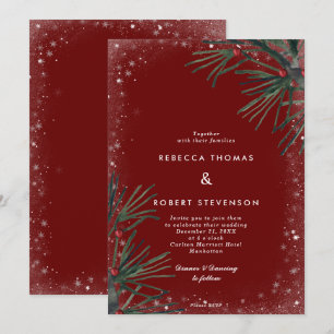 Invitation vacances d'hiver parties scintillant pin mariage