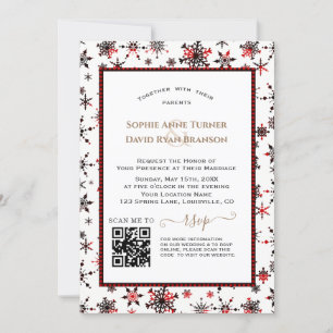 Invitation Vacances d'hiver QR moderne Mariage de Red Buffalo