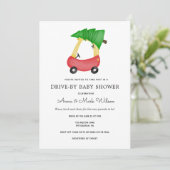 Invitation Vacances d'hiver Red Car Drive par Baby shower (Debout devant)