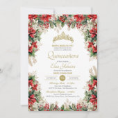 Invitation Vacances d'hiver Red Flor de Pascua Quinceañera (Devant)