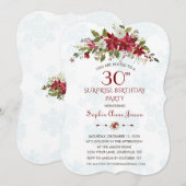 Invitation Vacances d'hiver Rouge Poinsettia Surprise 30 Anni (Devant / Derrière)