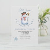 Invitation Vacances d'hiver | Snowman Party Modern Blue (Debout devant)