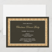 Invitation Vacances d'or de cadre de damassé de panneau noir (Devant / Derrière)