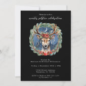 Invitation Vacances du solstice d'hiver Cerf Baies rouges de (Devant)
